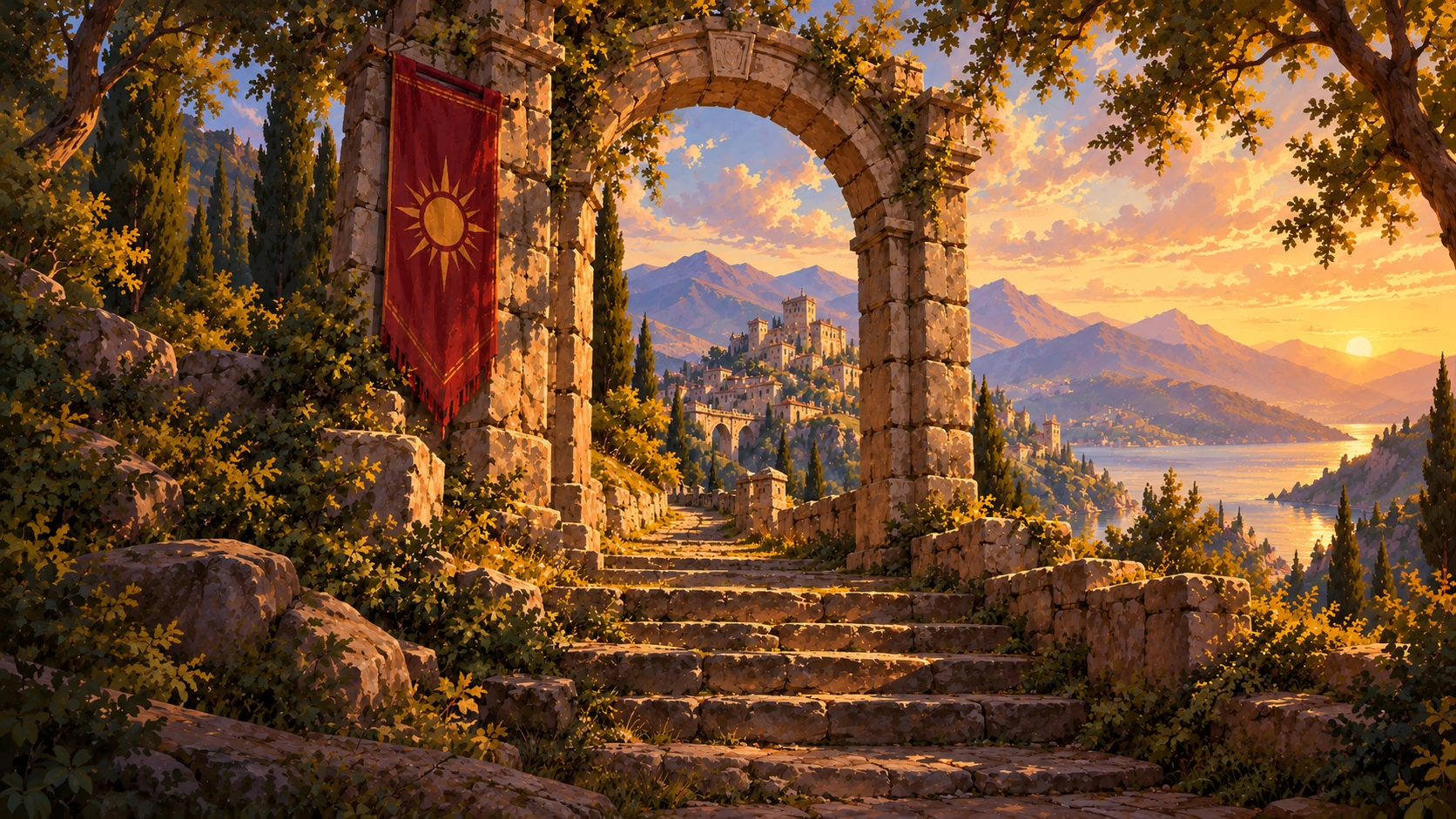 Elsborn’s painterly fantasy art showing an atmospheric passage into another world